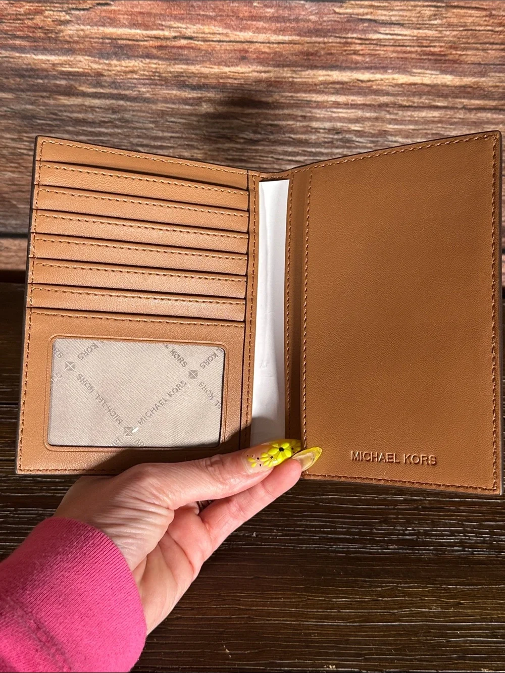 NWOT! Michael Kors Logo-Print Passport Card Holder in Dark Brown